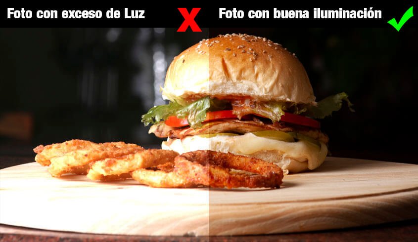Fotos de Comida con Exceso de Luz vs Buena Luz