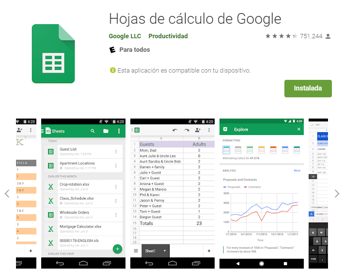 google-sheets-para-Android